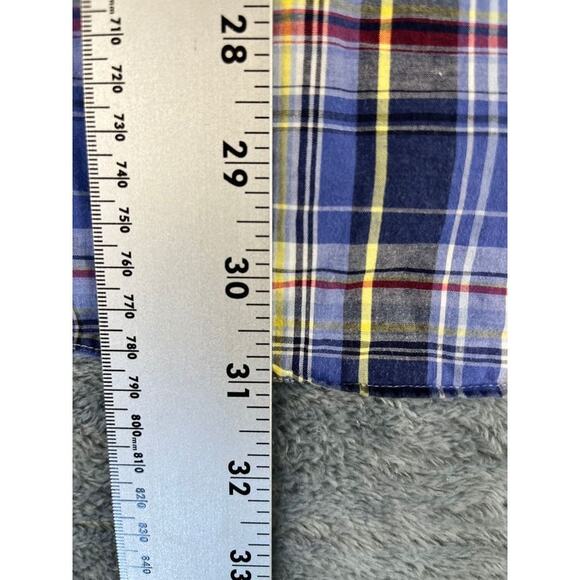 Men's Ralph Lauren Blue Yellow Plaid Button Down Short Sleeve Shirt Size L Exc - Picture 7 of 9